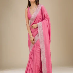 Radiant Onion Pink Soft Silk Saree with Silver Zari Detailing