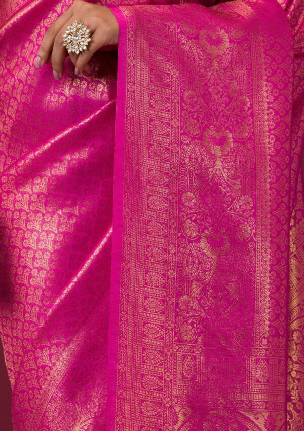 Roselight Pink Zariwork Art Silk Saree - Image 5