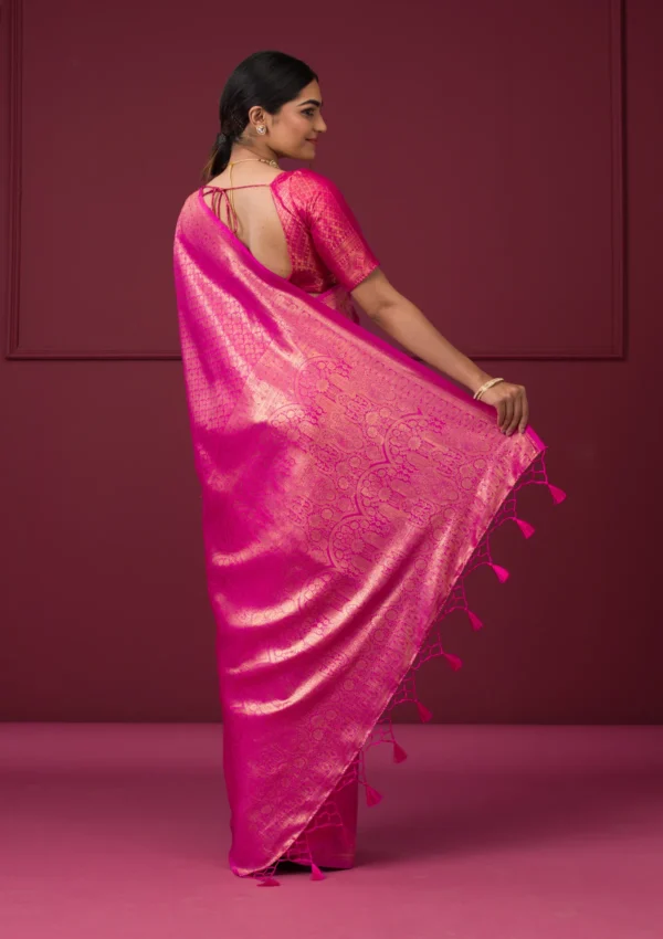 Roselight Pink Zariwork Art Silk Saree - Image 8