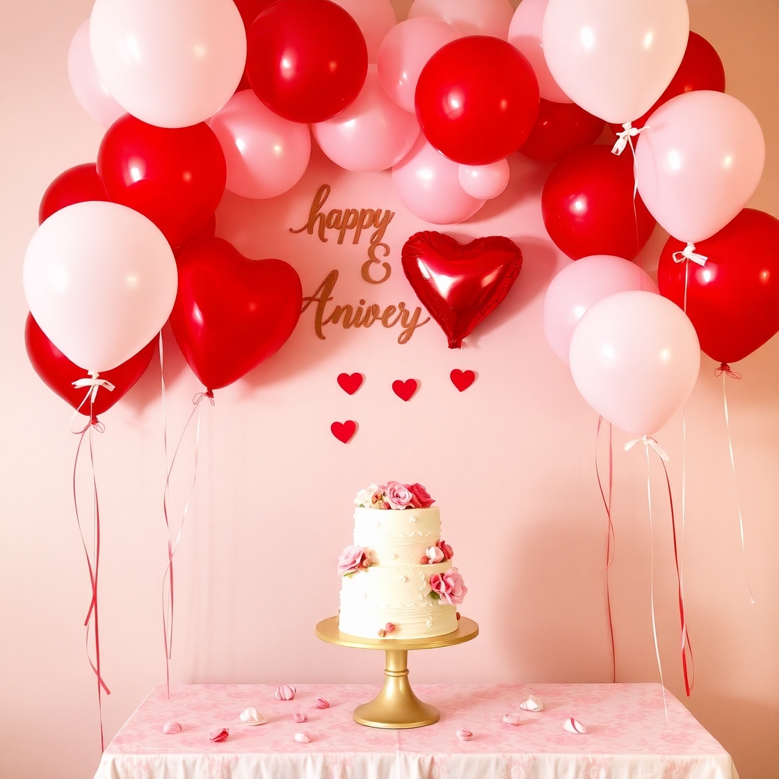 Valentine-Inspired Anniversary Décor with Red Velvet Cake - Image 2