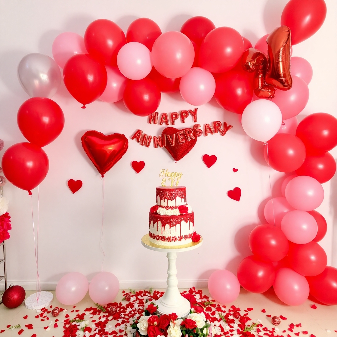 Valentine-Inspired Anniversary Décor with Red Velvet Cake - Image 4