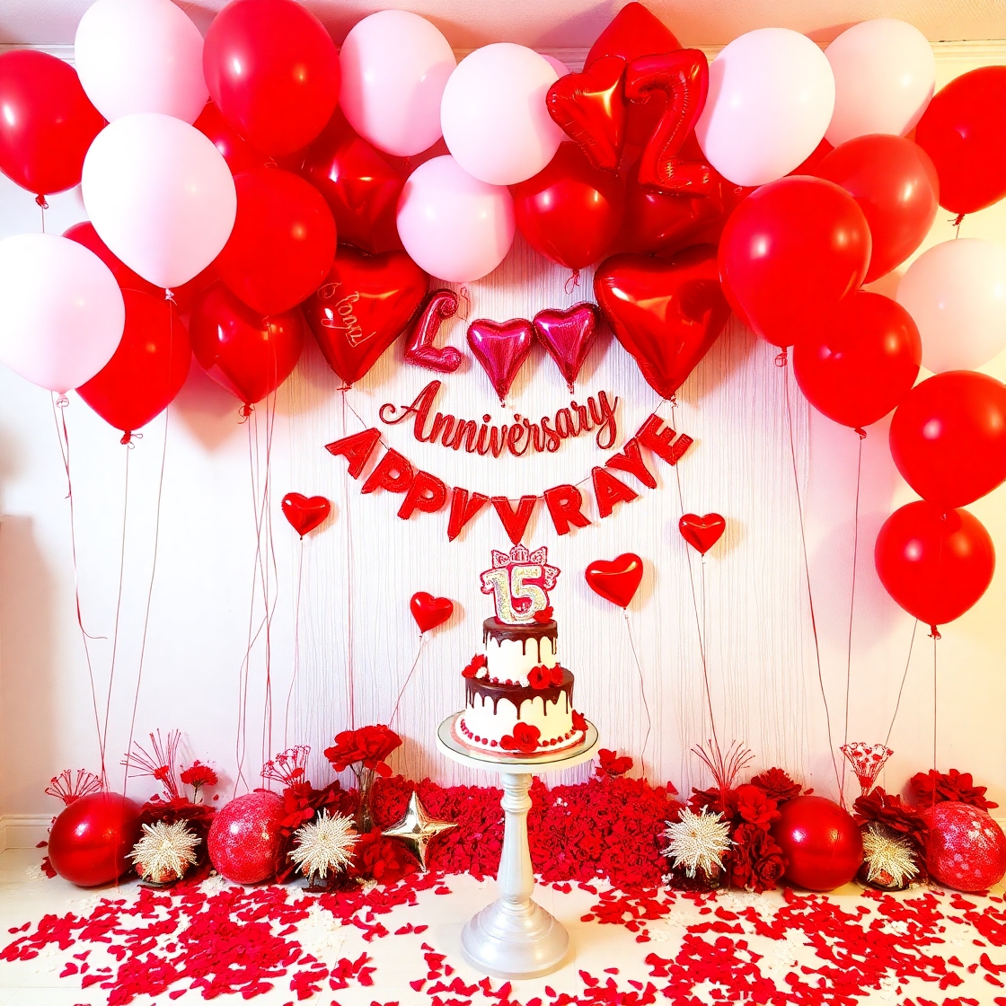 Valentine-Inspired Anniversary Décor with Red Velvet Cake