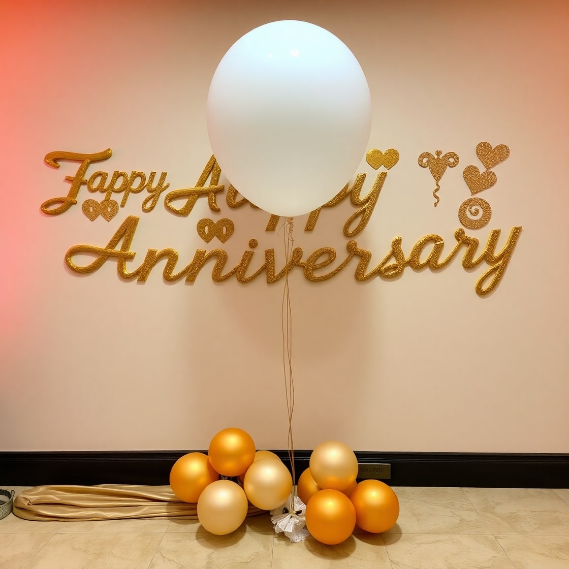 Golden & White Gatsby Anniversary Décor with Cake - Image 5