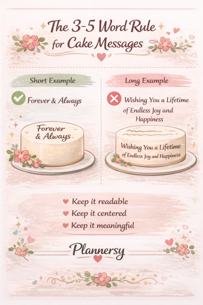 Wording rule - keep messages on cake short